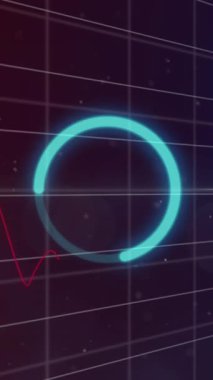 Dijital arayüz daire veri yükleme ve finansal veri işleme animasyonları. küresel bağlantılar, dijital arayüz ve dijital olarak oluşturulmuş video işleme konsepti.