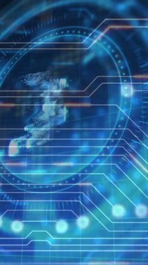 Animation of data processing over network of connections. Global business and digital interface concept digitally generated video.