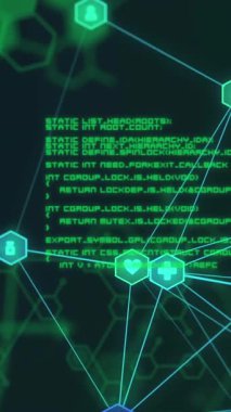 Kimyasal yapılar üzerinde dönen tıbbi ikonlar küresi ve siyah arka planda veri işleme. siber güvenlik ve tıbbi araştırma teknolojisi kavramı