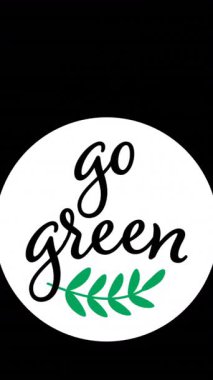 Çevreci olma ve siyah arka planda kalma animasyonu. çevre, sürdürülebilirlik, ekoloji, yenilenebilir enerji, küresel ısınma ve iklim değişikliği farkındalığı.