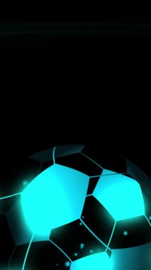 Animation of digital football on black background. Global sport, technology and digital interface concept digitally generated video.