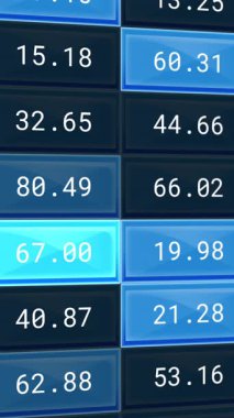 Finansal veri işleme animasyonu. Küresel ağlar, işletmeler, finansmanlar, hesaplama ve veri işleme kavramı dijital olarak oluşturuldu.