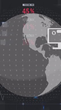 Hawaii verilerinin animasyonu, sohbet, istatistik ve ikonlar dünya ve ikili kodlama üzerinde. Dijital olarak oluşturulmuş küresel yapay zeka, hesaplama, transfer ve veri işleme kavramı.