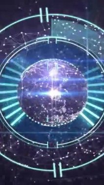 Siyah arkaplandaki bağlantı ağı üzerinden tarama alanının animasyonu. Küresel teknoloji, bilgisayar ve dijital arayüz kavramı dijital olarak oluşturulmuş video.