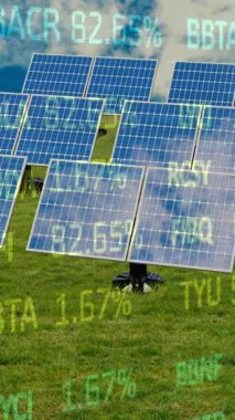 Şehir manzarası üzerinde finansal veri işleme animasyonu. Küresel bağlantılar spor fitness ve veri işleme konsepti dijital olarak oluşturulmuş video.