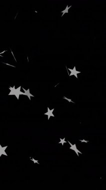 Düşen yıldızların animasyonu ve siyah arkaplanda yanıp sönen noel ışıkları. Noel, şenlik, kutlama ve gelenek konsepti dijital olarak oluşturuldu.
