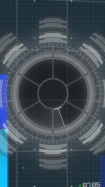 Kapsam taraması ve şebeke üzerinde veri işleme animasyonu. küresel hesaplama, veri işleme ve dijital arayüz kavramı dijital olarak oluşturulmuş video.