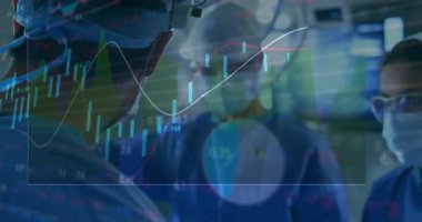 Cerrahlar farları düzeltirken, mali tablolarda öncü ekip ameliyathanede ameliyata hazırlanıyor. Tıbbi, takım çalışması, yenilik, profesyonellik, kesinlik, klinik, analiz