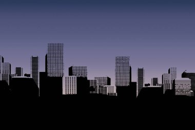 Siluet şehir manzarası berrak gökyüzüne karşı
