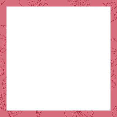 Merkezi beyaz fotokopi alanı etrafındaki pembe çiçeğin kare resmi. Renk, kalıp ve iletişim arka plan şablonu konsepti dijital olarak oluşturulmuş resim.