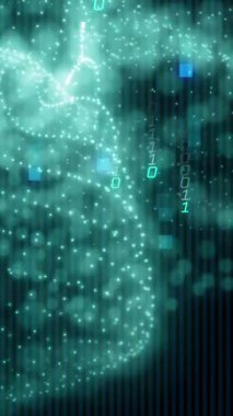 Siyah arkaplanda veri işleme animasyonu. küresel iş ve dijital arayüz kavramı dijital olarak oluşturulmuş video.