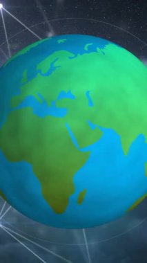 Zoom yapan sinirsel ağlar ve bulutlarla Dünya 'nın dönen ve titreşen modelinin dijital animasyonu