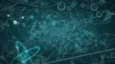 Başlangıç noktasında, titreşen ve genişleyen girdap kümesi ağ büyümesini gösteriyor. Fütüristik, teknolojik, dijital, bağlantı, yenilik, coğrafi, holografik