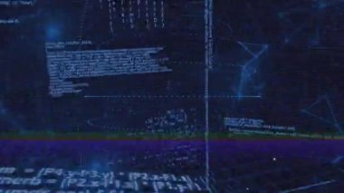 Yatay gürültü bandı ızgarada kayıyor. Küreyi döndürmeye, görselleştirmeyi bozmaya başlıyor. Siber uzay, teknoloji, soyut, geleceksel, dijital, yenilik, veri