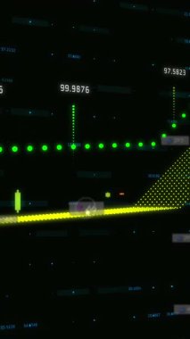 Çoklu bildirim çubuklarının animasyonu, siyah arkaplan üzerinde değişen numaraları olan çoklu grafikler. Dijital olarak oluşturulmuş, hologram, illüstrasyon, rapor, sosyal medya anımsatıcı ve iş konsepti.