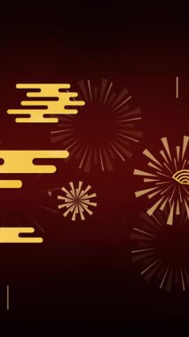 Ejderha ve Çin deseninin animasyonu. Çin yeni yılı, yeni yıl arifesi, şenlik, kutlama ve geleneksel konsept dijital olarak oluşturulmuş video.