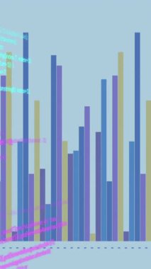 Beyaz arka plan üzerinden finansal veri işleme ve istatistiklerin animasyonu. Küresel iş, finans, hesaplama ve veri işleme kavramı dijital olarak oluşturulmuş video.