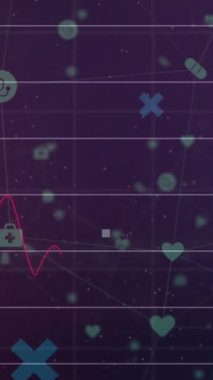 Siyah arkaplanda veri işleme ve şekillerin animasyonu. küresel iş ve dijital arayüz kavramı dijital olarak oluşturulmuş video.