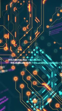 Siyah arkaplan üzerinde veri işleme animasyonu. Sosyal medya ve dijital arayüz konsepti dijital olarak oluşturulmuş video.