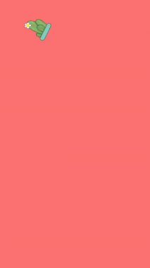 Pembe arka plana düşen mavi tabaklardaki kaktüslerin canlandırması. ev hayatı ve doğa soyut arayüz arka plan kavramı dijital olarak oluşturulmuş video.