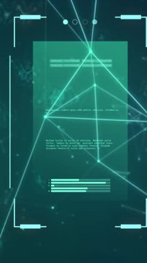 Animation of data processing and network of connections over shapes. Global science and digital interface concept digitally generated video.
