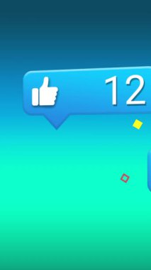 Mavi arkaplana düşen sosyal medya simgelerinin animasyonu. Sosyal medya ve iletişim konsepti dijital olarak oluşturulmuş video.