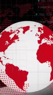 Dünya üzerinde veri işleme animasyonu. küresel iş ve dijital arayüz kavramı dijital olarak oluşturulmuş video.