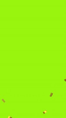 Sarı yeşil arka plana düşen altın konfetilerinin dijital animasyonu