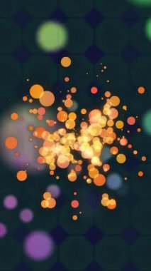 Canlı soyut arka planda turuncu parlak noktaların animasyonu. Renk, soyut, şekil ve hareket konsepti dijital olarak oluşturulmuş video.