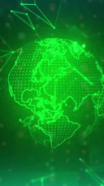 Siyah arka planda parlayan bağlantıların ve dünyanın animasyonu. Küresel iş, finans, bağlantılar, hesaplama ve veri işleme kavramı dijital olarak oluşturulmuş video.