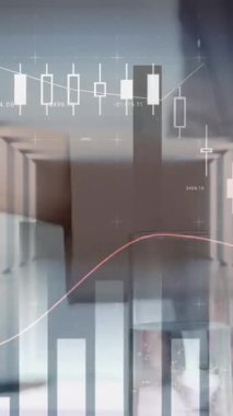 Animation of financial data processing over businesses people. global business, finances, data processing and digital interface concept digitally generated video.