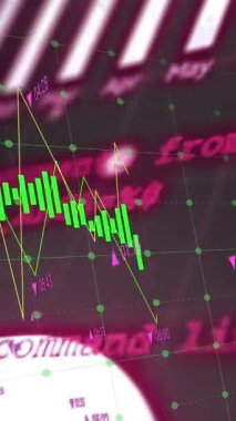 Siyah arkaplana karşı ızgara ağı üzerinden istatistiksel veri işleme animasyonu. İş veri teknolojisi kavramı