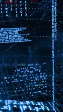 Veri işleme ve siyah arkaplan üzerindeki dairelerin animasyonu. Teknoloji, sosyal medya ve dijital arayüz konsepti dijital olarak oluşturulmuş video.