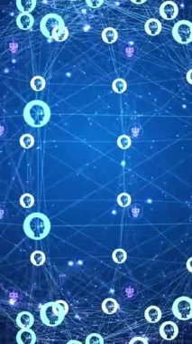 İkonlarla bağlantıları olan tüm dünyada ai veri işleme animasyonu. Küresel yapay zeka, hesaplama, dijital arayüz ve veri işleme kavramı dijital olarak oluşturuldu.