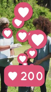 Sosyal medya kalp ikonlarının canlandırılması, Afrika kökenli Amerikalı gönüllülerin kırsal bölgeleri temizlemesi üzerine. Çevre koruma gönüllüsü ayı dijital olarak oluşturulmuş video.