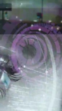 Animation of cyber attack warning over cityscape. Global digital interface technology and connections concept digitally generated video.