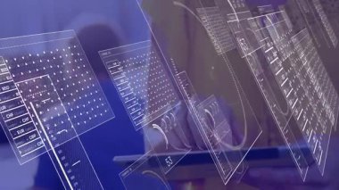 Adam tablet ekranın üzerinde asılı duruyor ve para birimi gösterge değerlerini ayarlamak için tıklıyor. Teknoloji, yenilik, veri görselleştirme, dijital arayüz, kullanıcı etkileşimi, iş dünyası, modern