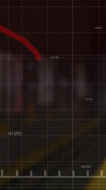 Tren istasyonunda veri işleme animasyonu. Küresel iş, finans ve dijital arayüz kavramı dijital olarak oluşturulmuş video.