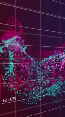 Animation of financial data processing over grid. Global business, finances, computing and data processing concept digitally generated video.