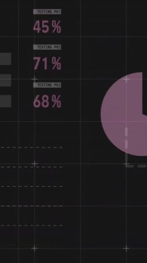 Karanlık arka planda finansal veri işleme animasyonu. Küresel finans, iş, bağlantılar, hesaplama ve veri işleme kavramı dijital olarak oluşturulmuş video.
