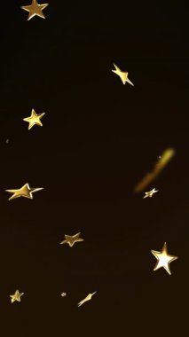 Siyah arka planda yılbaşı süslemelerinde yıldızların canlandırılması. Noel, gelenek ve kutlama konsepti dijital olarak oluşturuldu.