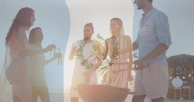 Gün batımında arkadaşlarınızı sahilde ızgara yaparken, şişe dağıtırken, tost yaparken ve yemek çevirirken gösteren bir yaşam tarzı. Parti, dostluk, kutlama, açık hava, gün batımı, boş zaman, tatil