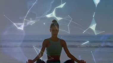 Dişi yogilerin kapalı gözleri parlayan ağı başlatıyor ve sağlık teknisyenleri için okyanus üzerinde Dünya beliriyor. Meditasyon, sağlık, maneviyat, sükunet, holografik, dinginlik, dijital
