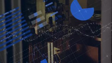 İndeks tablosu ve metre görüntüye kayıyor, çubuğa dönüşüyor ve fabrika ölçümlerini gösteren pasta grafiklerine dönüşüyor. Veri, analitik, görselleştirme, bilgi grafikleri, gösterge paneli, endüstriyel, dijital