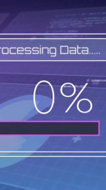 Çubuk ve veri işlemesinin canlandırması. Küresel hesaplama, dijital arayüz ve veri işleme kavramı dijital olarak oluşturulmuş video.