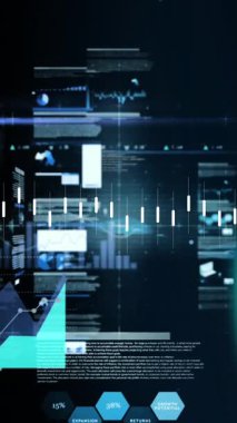 Animation of financial data processing over globe. Global business, finances, computing and data processing concept digitally generated video.