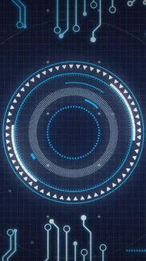 Bilgisayar devre kartı ve veri işleme animasyonu. Küresel iş, finans, hesaplama ve veri işleme kavramı dijital olarak oluşturulmuş video.