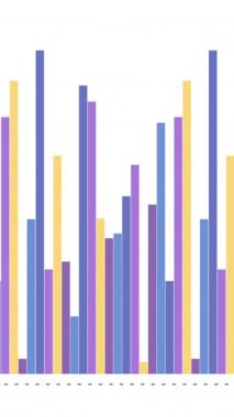 Beyaz arka plan üzerinden istatistik ve finansal veri işleme animasyonu. Küresel iş, finans, hesaplama, veri işleme, dijital arayüz ve bağlantılar konsepti dijital olarak oluşturulmuş video.