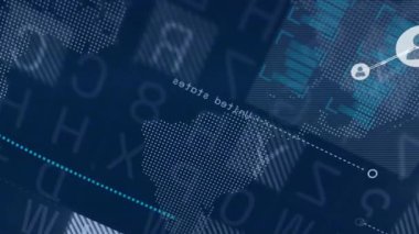 Pikselleştirilmiş harita darbesi, bağlantıları gösteren genişleyen ağı bağlayan kullanıcı simgelerini başlatıyor. Dijital, teknoloji, bağlantı, siber, fütüristik, soyut, ağ