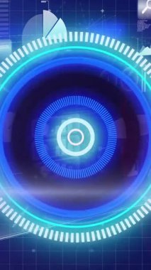 Bilimsel grafik ve veriler üzerinde hareket eden işlem çemberinin animasyonu. küresel bilim, bağlantılar ve dijital arayüz konsepti dijital olarak oluşturulmuş video.